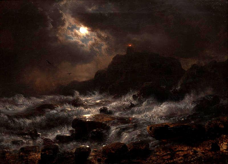 Andreas Achenbach, Norwegian Coast by Moonlight, 1848